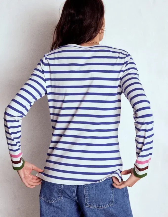 Olivia Long Sleeve Breton Kingfisher Blue, Multi Cuff Olivia Long Sleeve Breton Kingfisher Blue, Multi Cuff