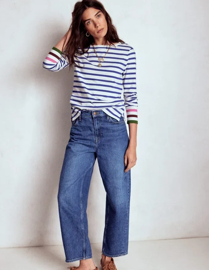 Olivia Long Sleeve Breton Kingfisher Blue, Multi Cuff Olivia Long Sleeve Breton Kingfisher Blue, Multi Cuff