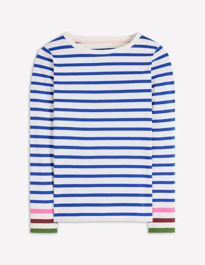 Olivia Long Sleeve Breton Kingfisher Blue, Multi Cuff Olivia Long Sleeve Breton Kingfisher Blue, Multi Cuff