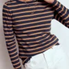 Olivia Long Sleeve Breton Navy, Camel Stripe Olivia Long Sleeve Breton Navy, Camel Stripe