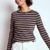 Olivia Long Sleeve Breton Navy, Camel Stripe Olivia Long Sleeve Breton Navy, Camel Stripe