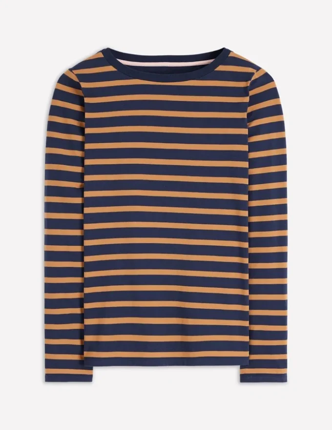 Olivia Long Sleeve Breton Navy, Camel Stripe Olivia Long Sleeve Breton Navy, Camel Stripe