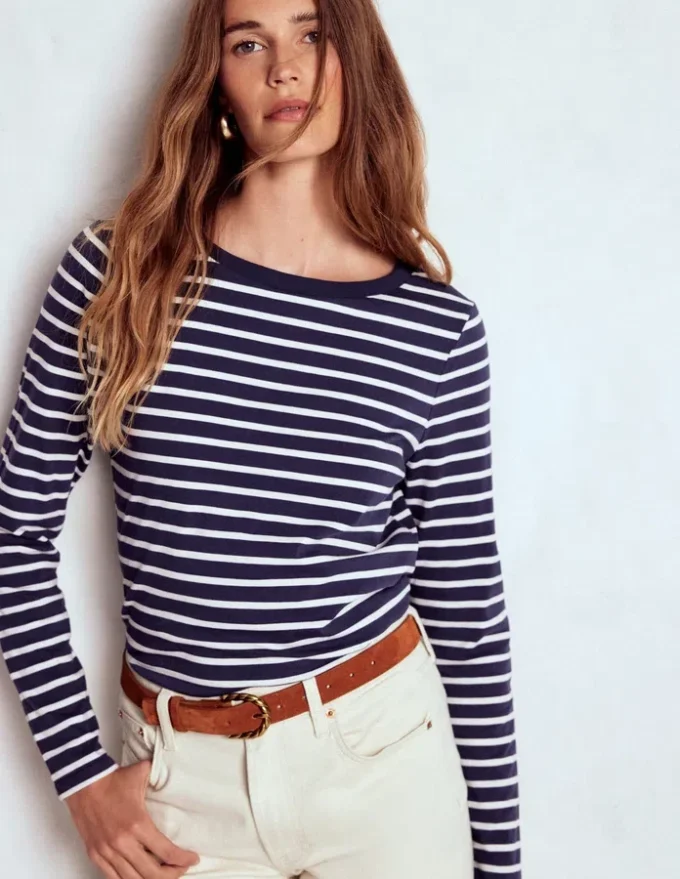 Olivia Long Sleeve Breton Navy, Ivory Olivia Long Sleeve Breton Navy, Ivory