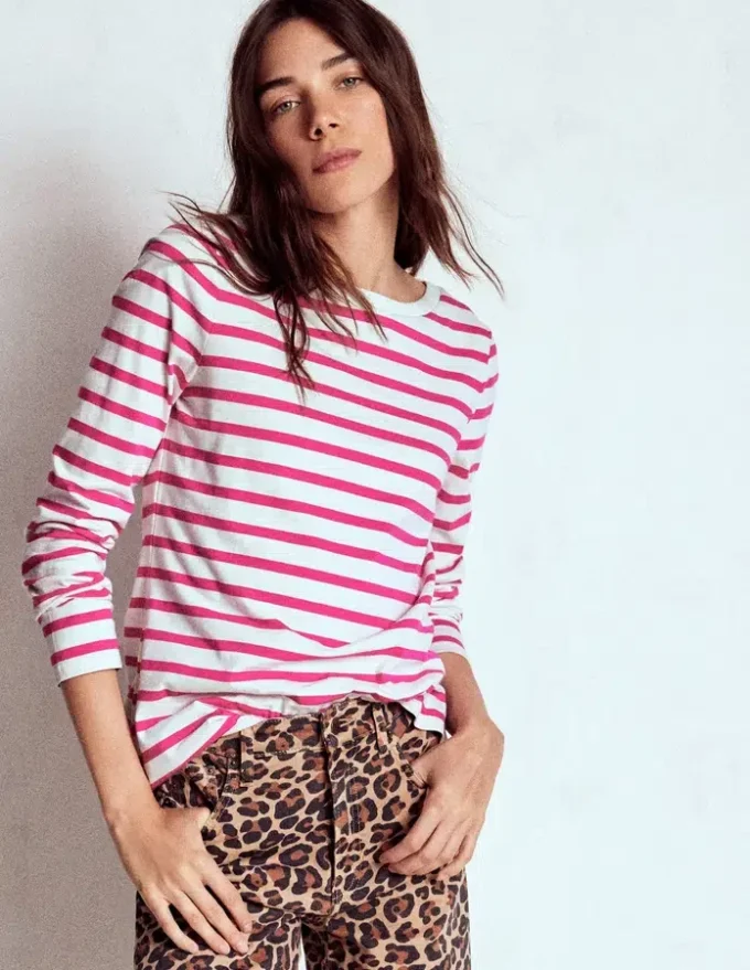 Olivia Long Sleeve Breton Pink Peony Stripe Olivia Long Sleeve Breton Pink Peony Stripe