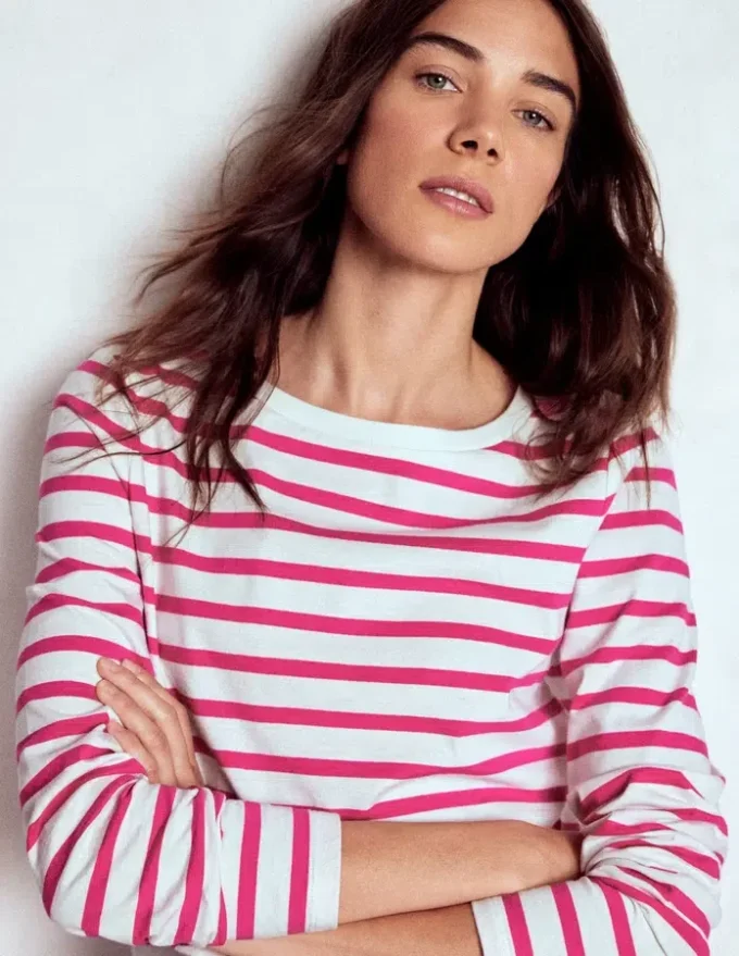 Olivia Long Sleeve Breton Pink Peony Stripe Olivia Long Sleeve Breton Pink Peony Stripe