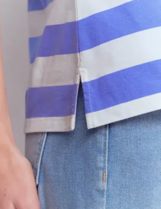 Olivia Short Sleeve Breton Baja Blue and Ivory Stripe