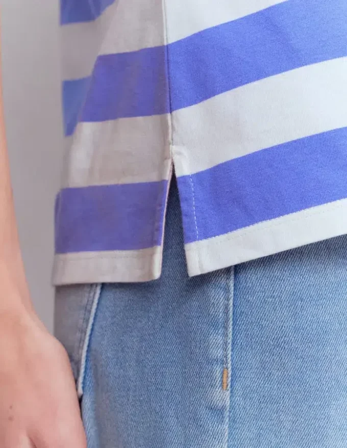 Olivia Short Sleeve Breton Baja Blue and Ivory Stripe Olivia Short Sleeve Breton Baja Blue and Ivory Stripe