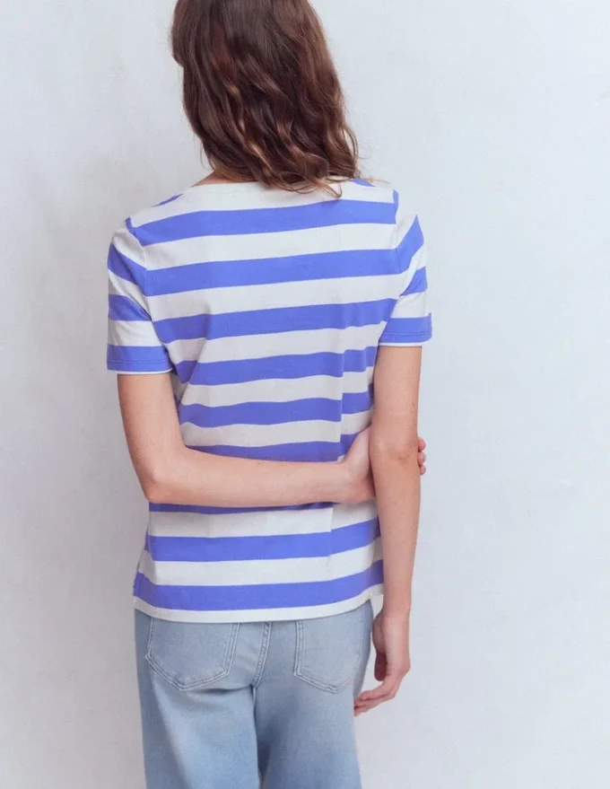 Olivia Short Sleeve Breton Baja Blue and Ivory Stripe Olivia Short Sleeve Breton Baja Blue and Ivory Stripe