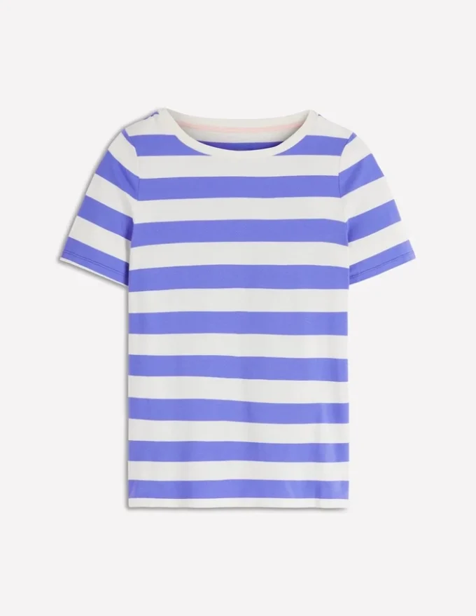 Olivia Short Sleeve Breton Baja Blue and Ivory Stripe Olivia Short Sleeve Breton Baja Blue and Ivory Stripe