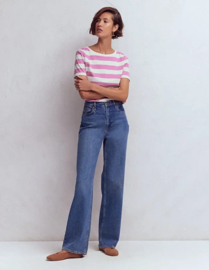 Olivia Short Sleeve Breton Clover Purple and Ivory Stripe Olivia Short Sleeve Breton Clover Purple and Ivory Stripe