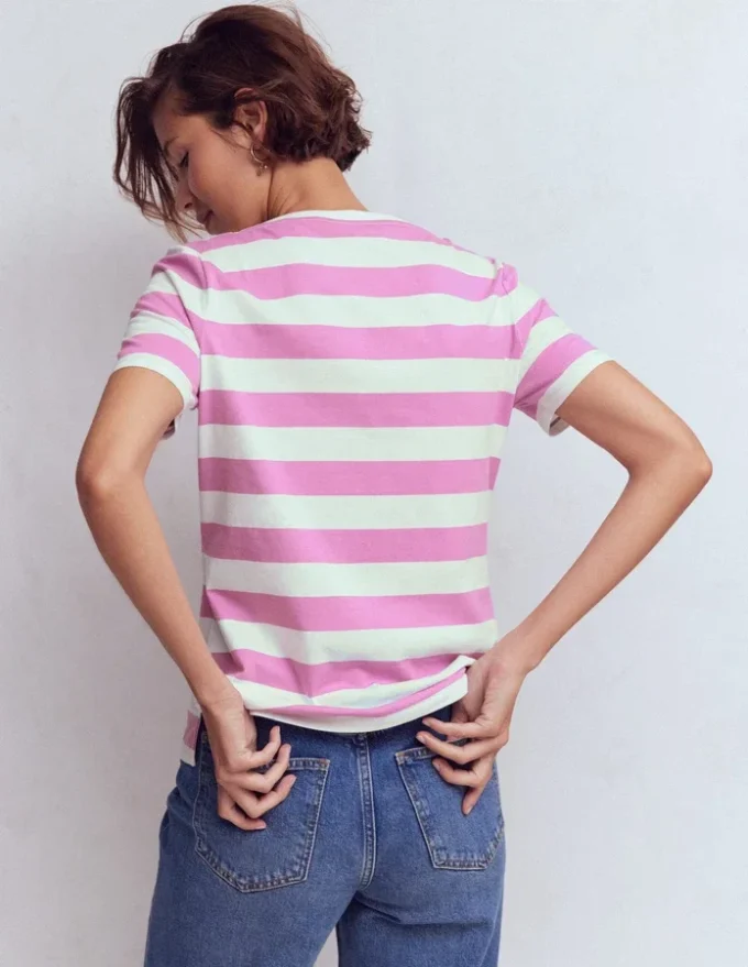 Olivia Short Sleeve Breton Clover Purple and Ivory Stripe Olivia Short Sleeve Breton Clover Purple and Ivory Stripe