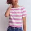 Olivia Short Sleeve Breton Clover Purple and Ivory Stripe Olivia Short Sleeve Breton Clover Purple and Ivory Stripe