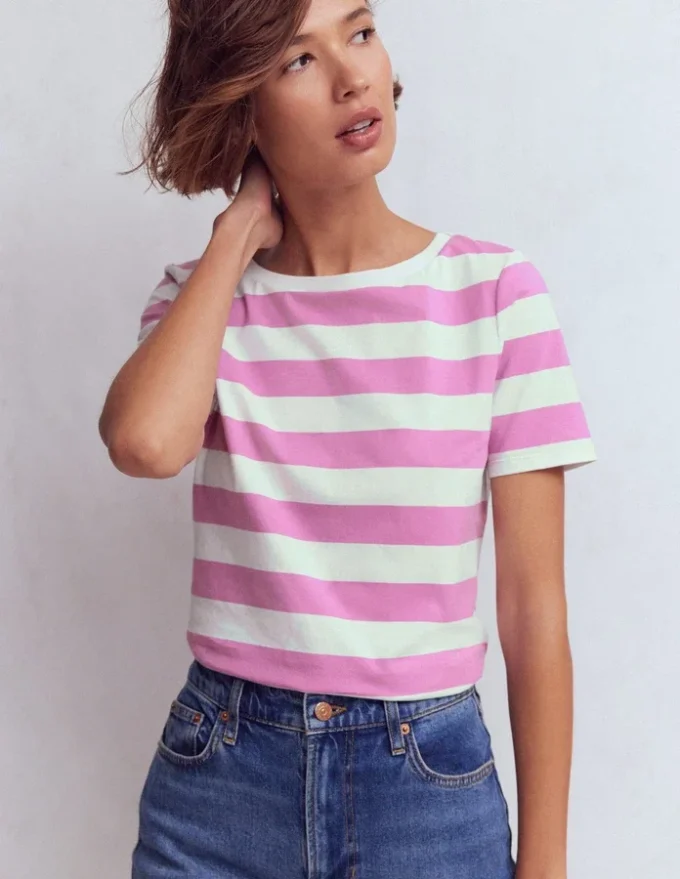 Olivia Short Sleeve Breton Clover Purple and Ivory Stripe Olivia Short Sleeve Breton Clover Purple and Ivory Stripe