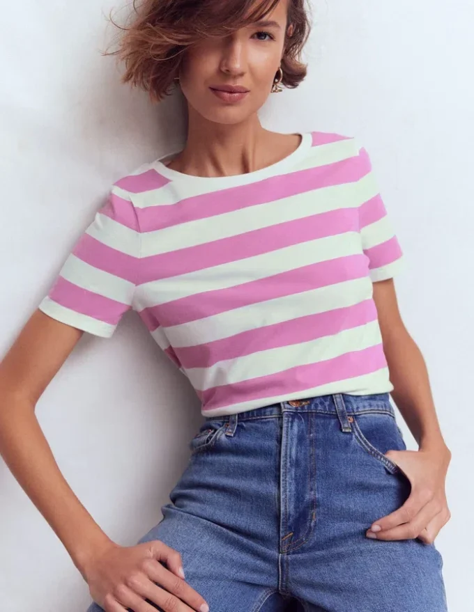 Olivia Short Sleeve Breton Clover Purple and Ivory Stripe Olivia Short Sleeve Breton Clover Purple and Ivory Stripe