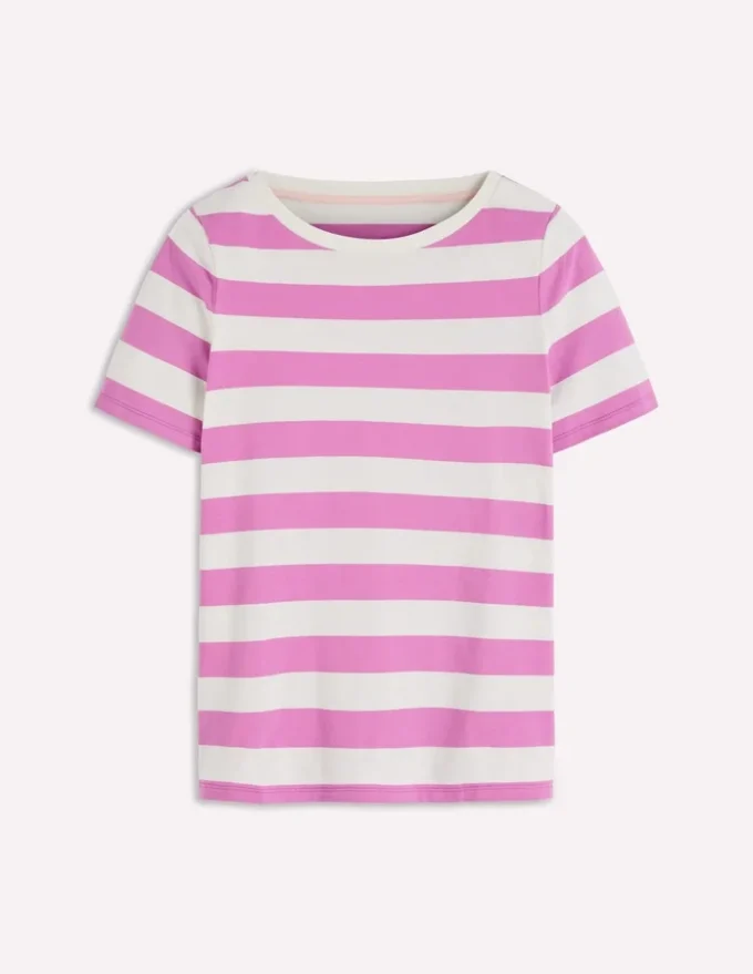Olivia Short Sleeve Breton Clover Purple and Ivory Stripe Olivia Short Sleeve Breton Clover Purple and Ivory Stripe