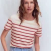 Olivia Short Sleeve Breton Earth Red, Ivory Stripe Olivia Short Sleeve Breton Earth Red, Ivory Stripe