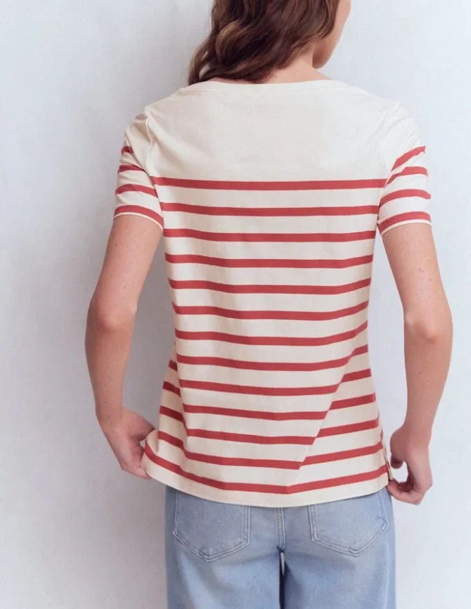 Olivia Short Sleeve Breton Earth Red, Ivory Stripe Olivia Short Sleeve Breton Earth Red, Ivory Stripe