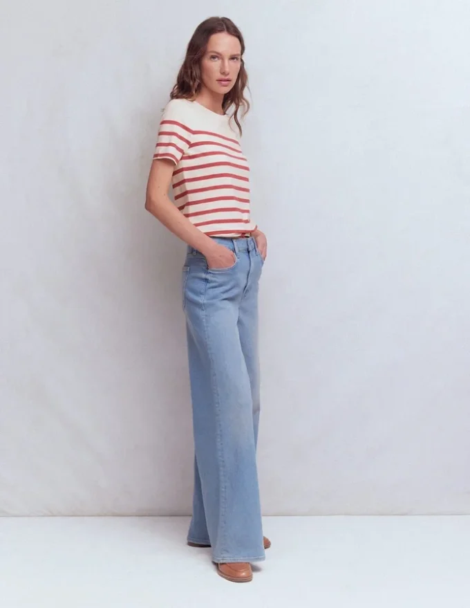 Olivia Short Sleeve Breton Earth Red, Ivory Stripe Olivia Short Sleeve Breton Earth Red, Ivory Stripe