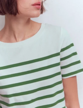 Olivia Short Sleeve Breton Fairway and Ivory Stripe