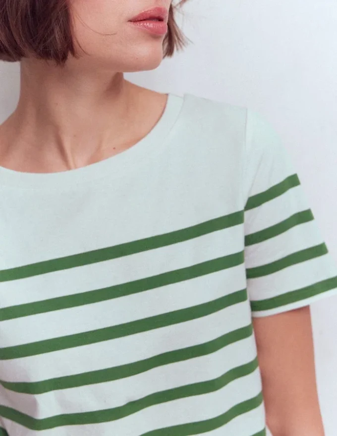 Olivia Short Sleeve Breton Fairway and Ivory Stripe Olivia Short Sleeve Breton Fairway and Ivory Stripe