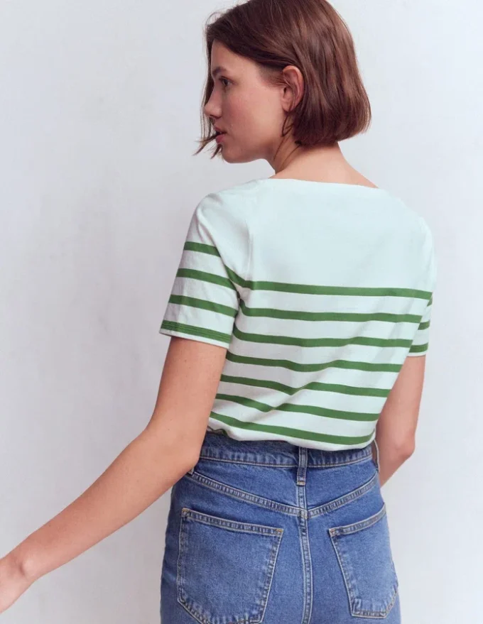 Olivia Short Sleeve Breton Fairway and Ivory Stripe Olivia Short Sleeve Breton Fairway and Ivory Stripe