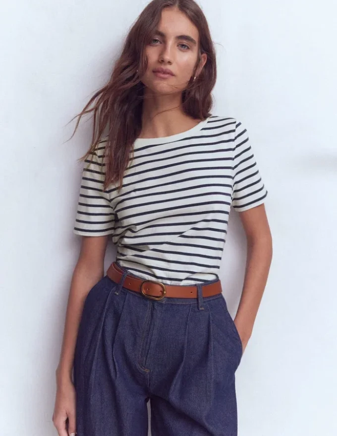 Olivia Short Sleeve Breton Ivory, Navy Olivia Short Sleeve Breton Ivory, Navy