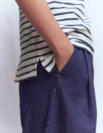 Olivia Short Sleeve Breton Ivory, Navy
