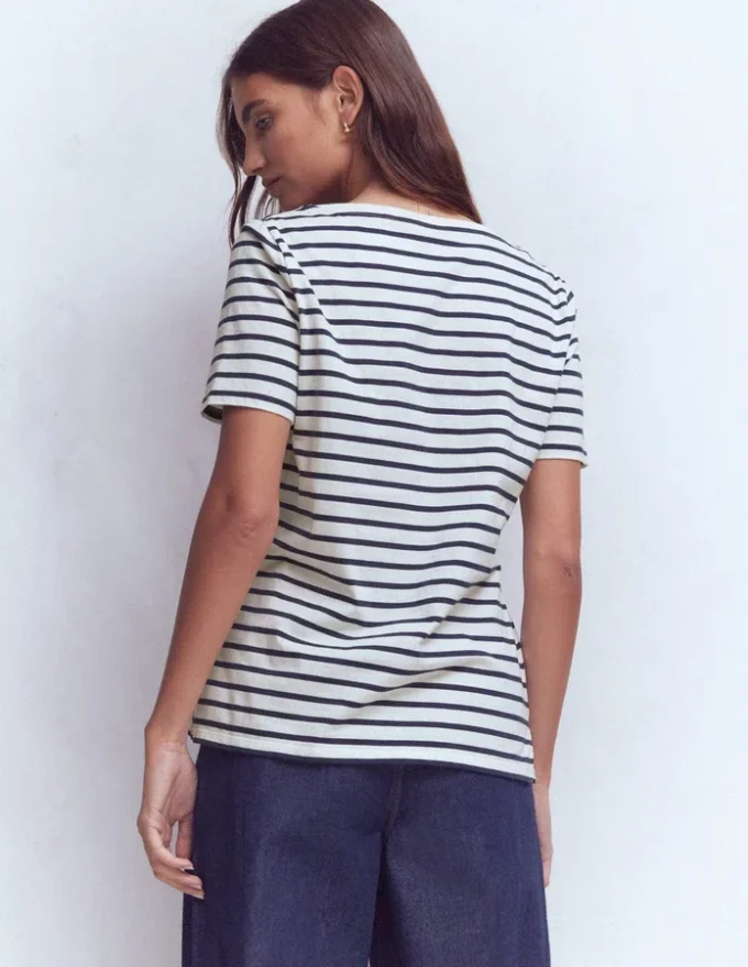 Olivia Short Sleeve Breton Ivory, Navy Olivia Short Sleeve Breton Ivory, Navy