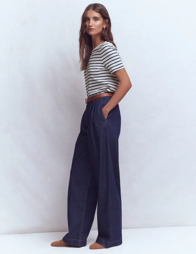 Olivia Short Sleeve Breton Ivory, Navy Olivia Short Sleeve Breton Ivory, Navy