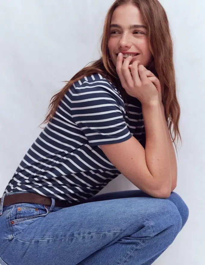 Olivia Short Sleeve Breton Navy, Ivory Olivia Short Sleeve Breton Navy, Ivory
