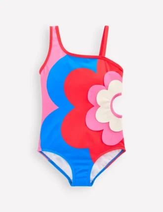 One Shoulder Appliqué Swimsuit Cut Out Flower One Shoulder Appliqué Swimsuit Cut Out Flower