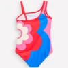 One Shoulder Appliqué Swimsuit Cut Out Flower One Shoulder Appliqué Swimsuit Cut Out Flower