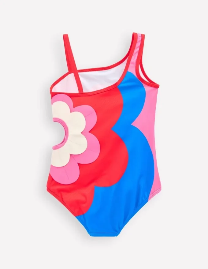One Shoulder Appliqué Swimsuit Cut Out Flower One Shoulder Appliqué Swimsuit Cut Out Flower
