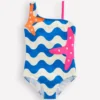 One Shoulder Appliqué Swimsuit Kingfisher Blue Wave Starfish One Shoulder Appliqué Swimsuit Kingfisher Blue Wave Starfish