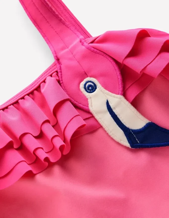 One Shoulder Appliqué Swimsuit Sorbet Pink Flamingo One Shoulder Appliqué Swimsuit Sorbet Pink Flamingo