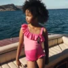 One Shoulder Appliqué Swimsuit Sorbet Pink Flamingo One Shoulder Appliqué Swimsuit Sorbet Pink Flamingo