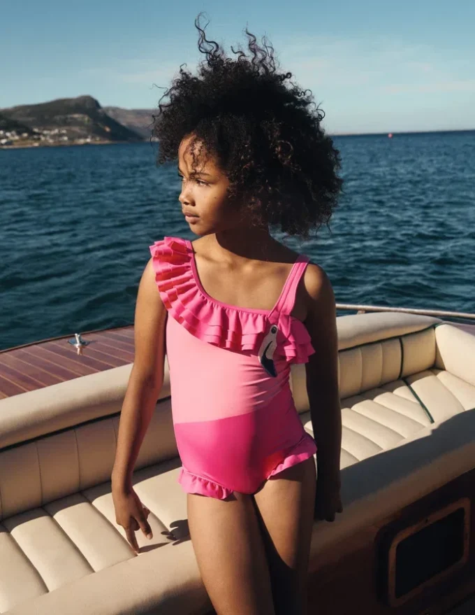 One Shoulder Appliqué Swimsuit Sorbet Pink Flamingo One Shoulder Appliqué Swimsuit Sorbet Pink Flamingo
