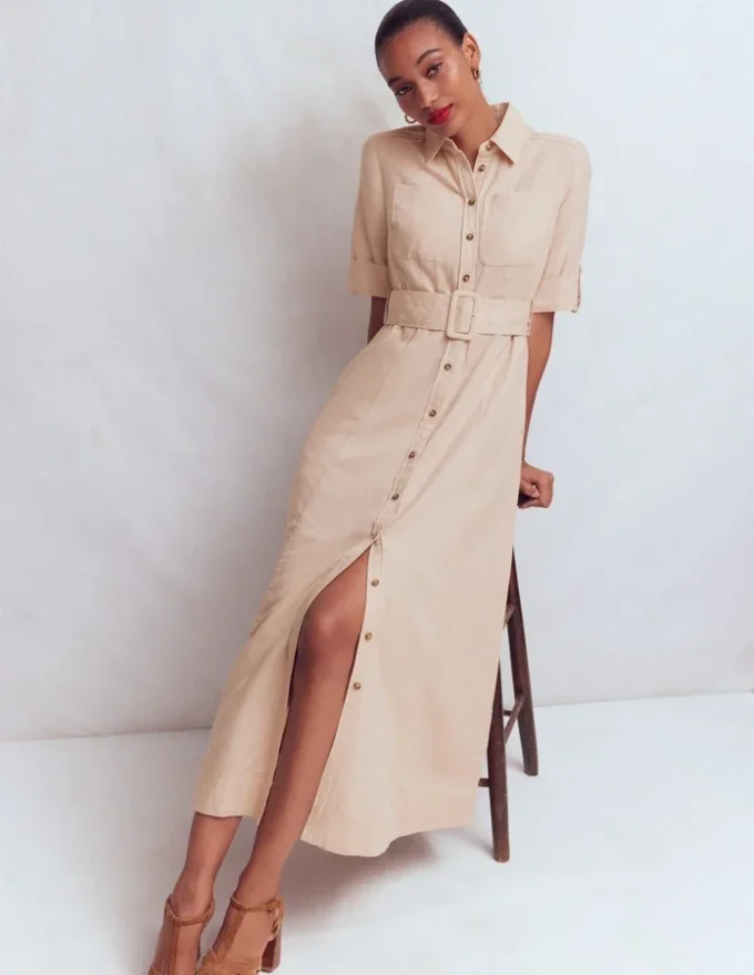 Ora Linen Blend Shirt Dress Coffee Ora Linen Blend Shirt Dress Coffee