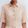Ora Linen Blend Shirt Dress Coffee Ora Linen Blend Shirt Dress Coffee