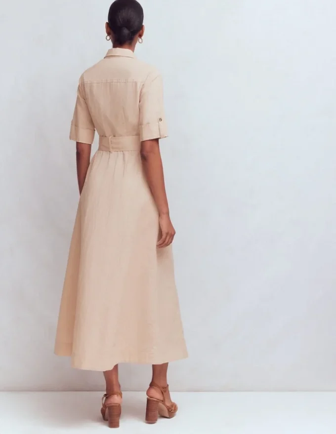 Ora Linen Blend Shirt Dress Coffee Ora Linen Blend Shirt Dress Coffee