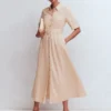 Ora Linen Blend Shirt Dress Coffee Ora Linen Blend Shirt Dress Coffee