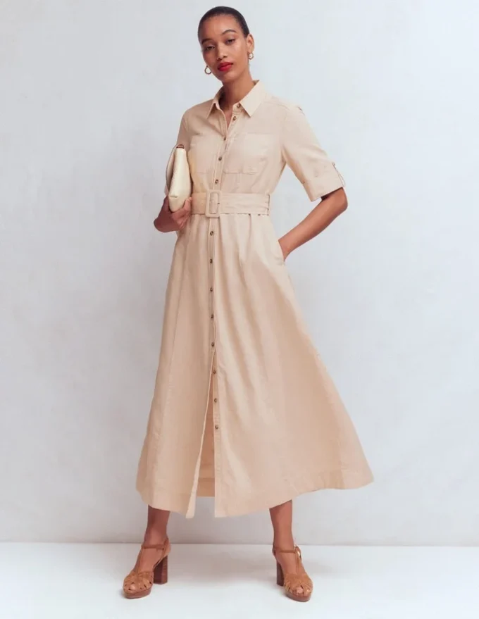 Ora Linen Blend Shirt Dress Coffee Ora Linen Blend Shirt Dress Coffee