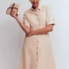Ora Linen Blend Shirt Dress Coffee Ora Linen Blend Shirt Dress Coffee