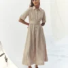 Ora Linen Blend Shirt Dress Coffee Ora Linen Blend Shirt Dress Coffee