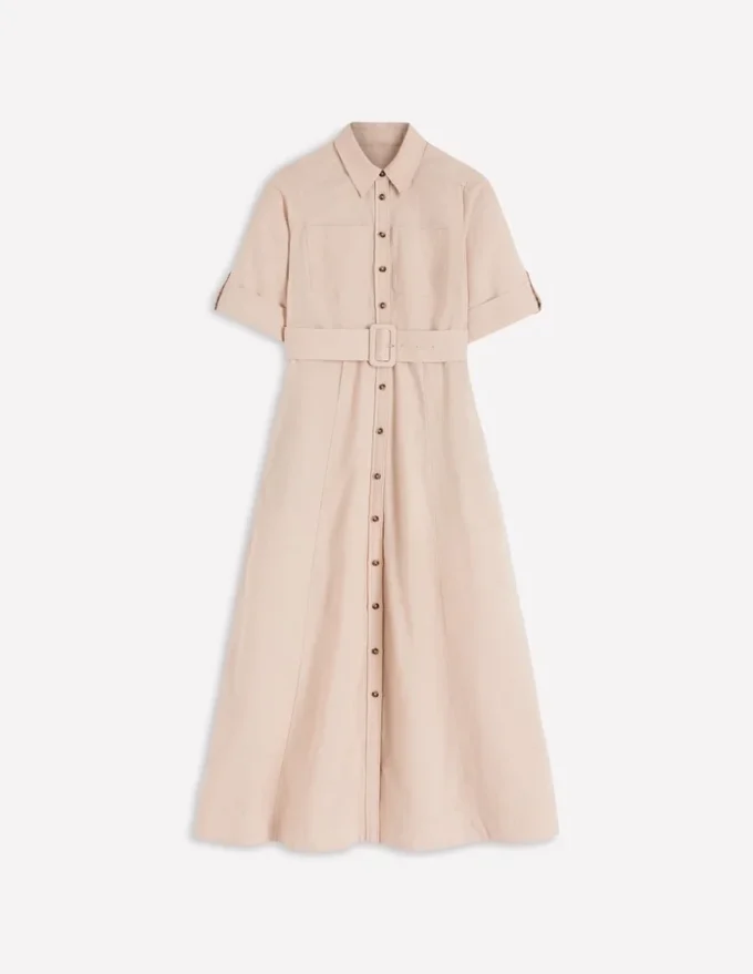 Ora Linen Blend Shirt Dress Coffee Ora Linen Blend Shirt Dress Coffee