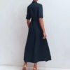 Ora Linen Blend Shirt Dress Navy Ora Linen Blend Shirt Dress Navy