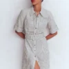 Ora Linen Blend Shirt Dress Navy Ivory Stripe Ora Linen Blend Shirt Dress Navy Ivory Stripe