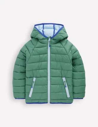 Pack-away Padded Jacket Green and Blue