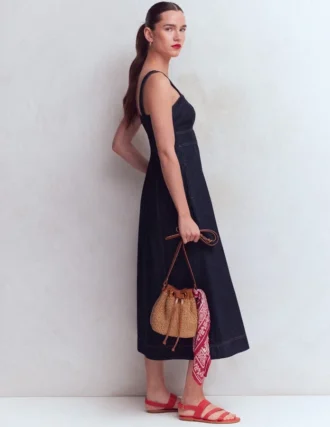 Panelled Bodice Denim Dress Indigo