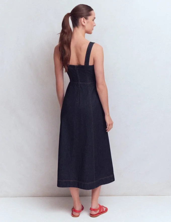 Panelled Bodice Denim Dress Indigo Panelled Bodice Denim Dress Indigo